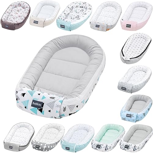 Bellochi growing in style Premium Babynestchen Neugeborene - Nestchen Baby 90x60x12cm - 100% Baumwolle - Baby Nest, Baby Nestchen Junge, Baby Nestchen Mädchen, Baby Zubehör - Tresor von Bellochi growing in style