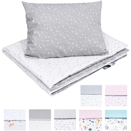 Bellochi Multifunktional Baby Decke Set - Doppelseitig Baby Bettwäsche 75x100 cm und Kissen 30x40cm - aus 100% Baumwolle - Polaris von Bellochi