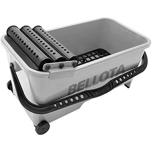 Bellota 58003 - Professioneller Reinigungseimer für Fliesenarbeiten - Eimer mit Rädern und 3 Abstreifrollen von Bellota