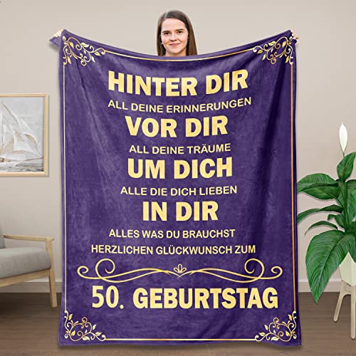 Belloxis 50 Geburtstag Frau Kuscheldecke Geschenke für Mama Geschenke zum 50 Geburtstag Frau Geburtstagsgeschenk für Frauen Geburtstagsgeschenk für Freundin Geburtstagsgeschenk Frau von Belloxis