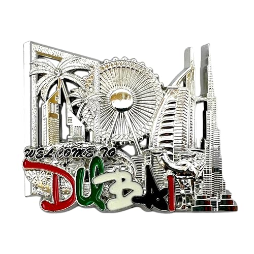 Dubai Magnet – Dubai Souvenir Magnet – Dubai Wahrzeichen Metall Kühlschrankmagnete – VAE Geschenkmagnete – Dubai Burj Khalifa (Silber) von Bells Box