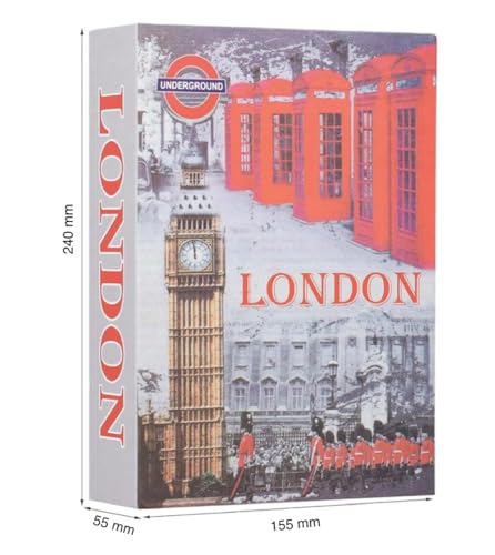 London Souvenir Book Safe - Versteckte Aufbewahrungsbox mit Londoner Szenenabdeckung - Geheimer Versteck Behälter für Wertsachen - Sicherer Safe mit Schloss (Medium (24x15.5x5.5cm)) von Bells Box