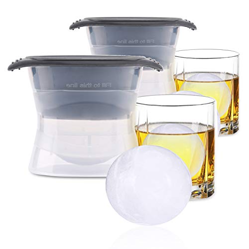 Belmalia 2x Mega Eiskugel-Form, Eiswürfel-Form aus Silikon für 6cm Eiskugeln in XXL, Eisform Set Schwarz von Belmalia