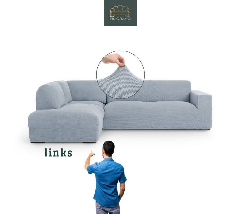 Belmarti Ecksofahusse Bezug für Ecksofa mit Halbinsel rechts/links, elastisches Material, hochwertiger und langlebiger Baumwollmix von Belmarti