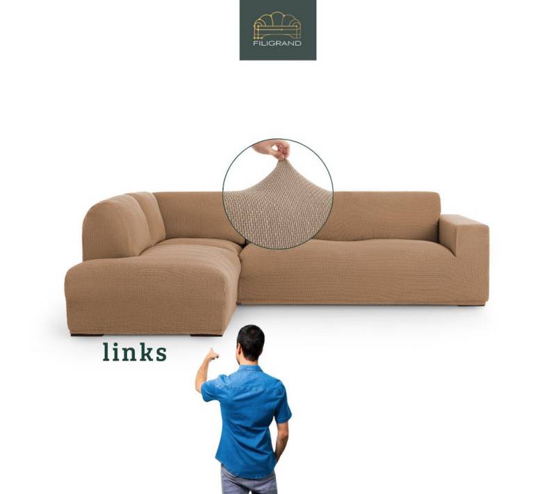 Belmarti Ecksofahusse Bezug für Ecksofa mit Halbinsel rechts/links, elastisches Material, hochwertiger und langlebiger Baumwollmix von Belmarti