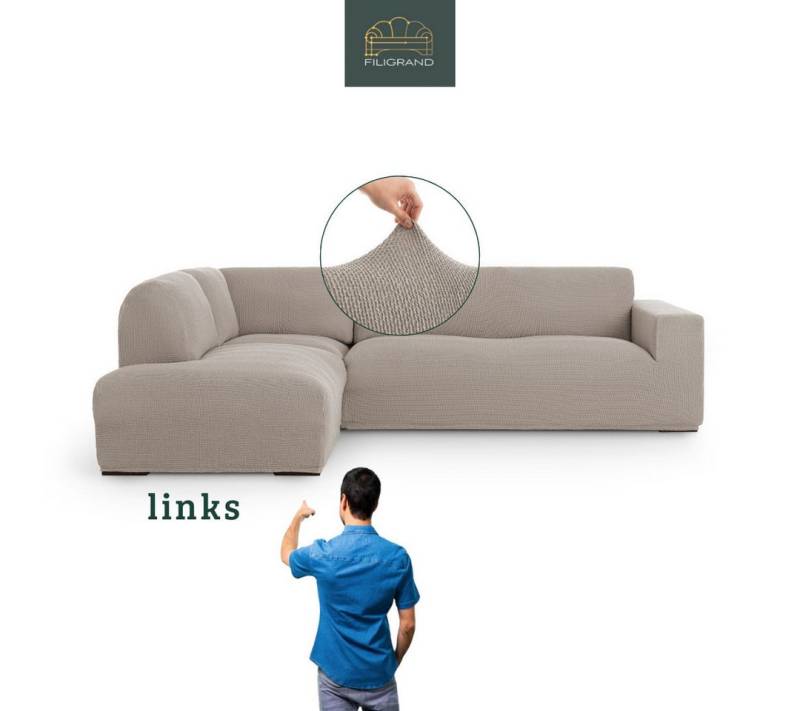 Belmarti Ecksofahusse Bezug für Ecksofa mit Halbinsel rechts/links, elastisches Material, hochwertiger und langlebiger Baumwollmix von Belmarti