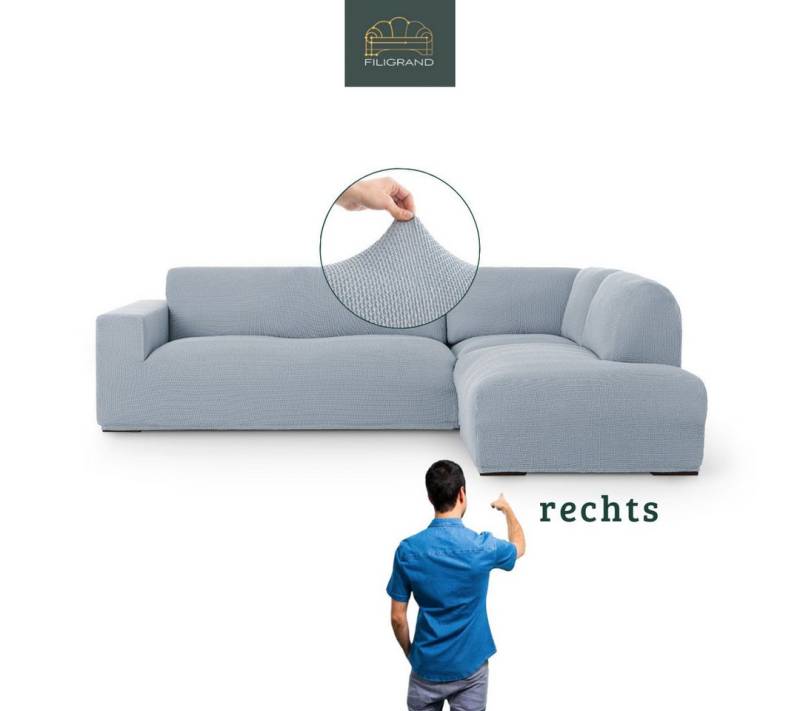 Belmarti Ecksofahusse Bezug für Ecksofa mit Halbinsel rechts/links, elastisches Material, hochwertiger und langlebiger Baumwollmix von Belmarti