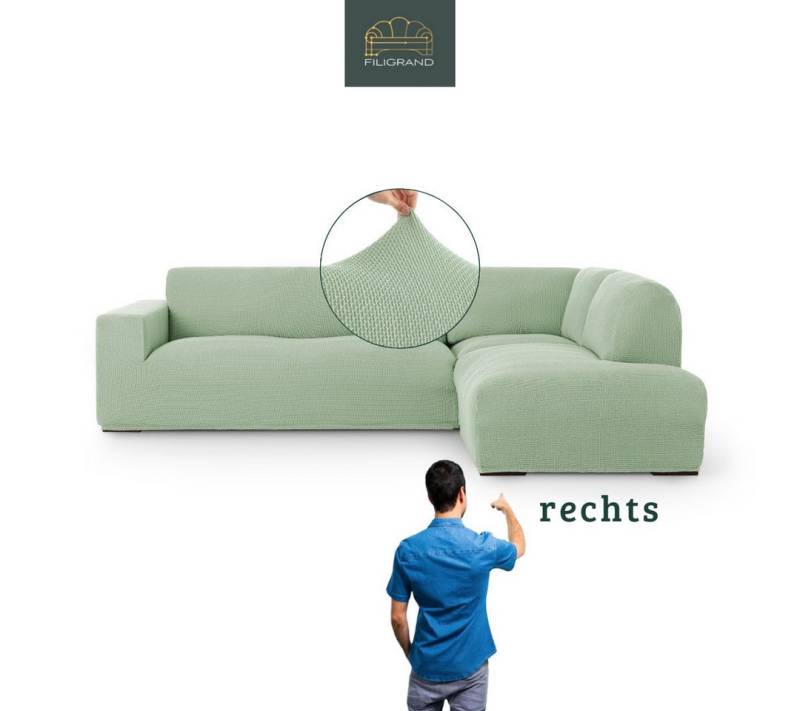 Belmarti Ecksofahusse Bezug für Ecksofa mit Halbinsel rechts/links, elastisches Material, hochwertiger und langlebiger Baumwollmix von Belmarti