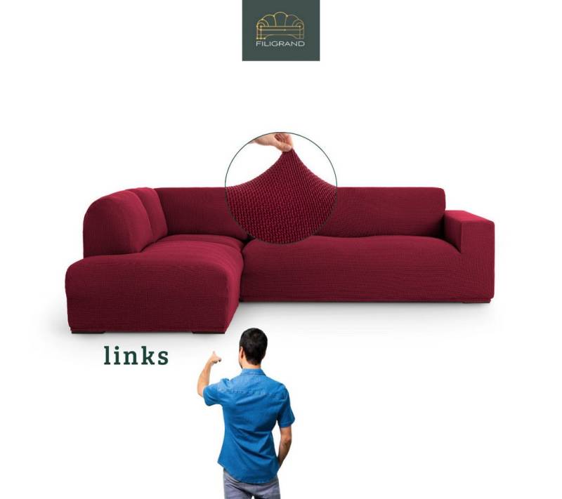 Belmarti Ecksofahusse Bezug für Ecksofa mit Halbinsel rechts/links, elastisches Material, hochwertiger und langlebiger Baumwollmix von Belmarti