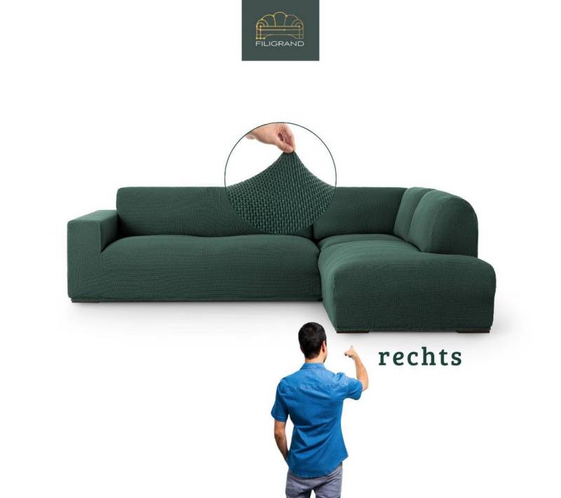 Belmarti Ecksofahusse Bezug für Ecksofa mit Halbinsel rechts/links, elastisches Material, hochwertiger und langlebiger Baumwollmix von Belmarti