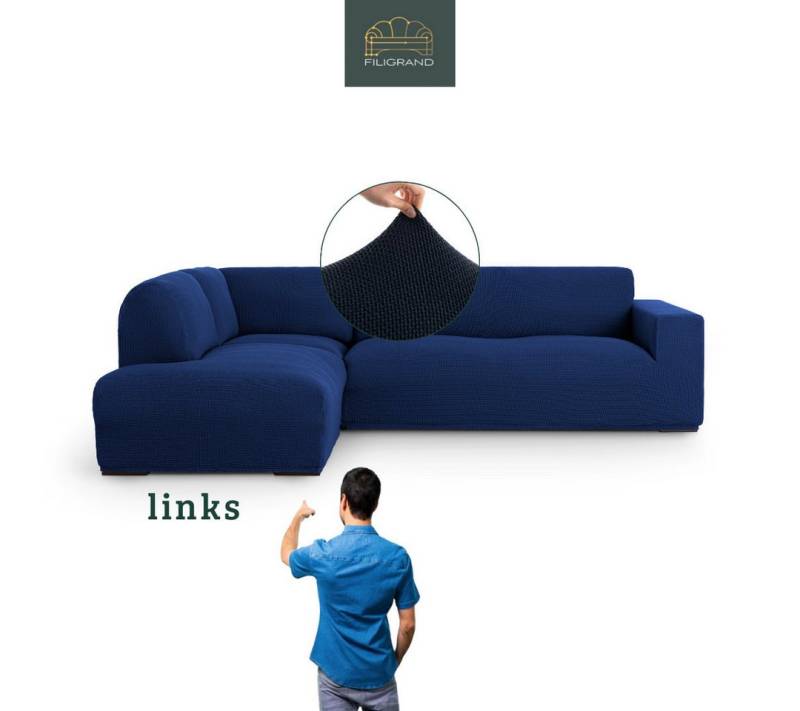 Belmarti Ecksofahusse Bezug für Ecksofa mit Halbinsel rechts/links, elastisches Material, hochwertiger und langlebiger Baumwollmix von Belmarti