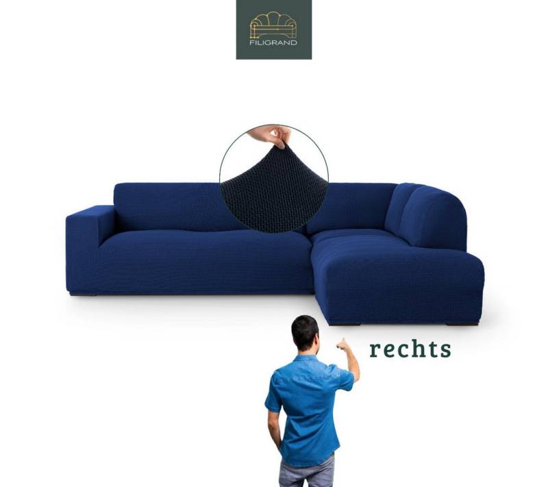Belmarti Ecksofahusse Bezug für Ecksofa mit Halbinsel rechts/links, elastisches Material, hochwertiger und langlebiger Baumwollmix von Belmarti