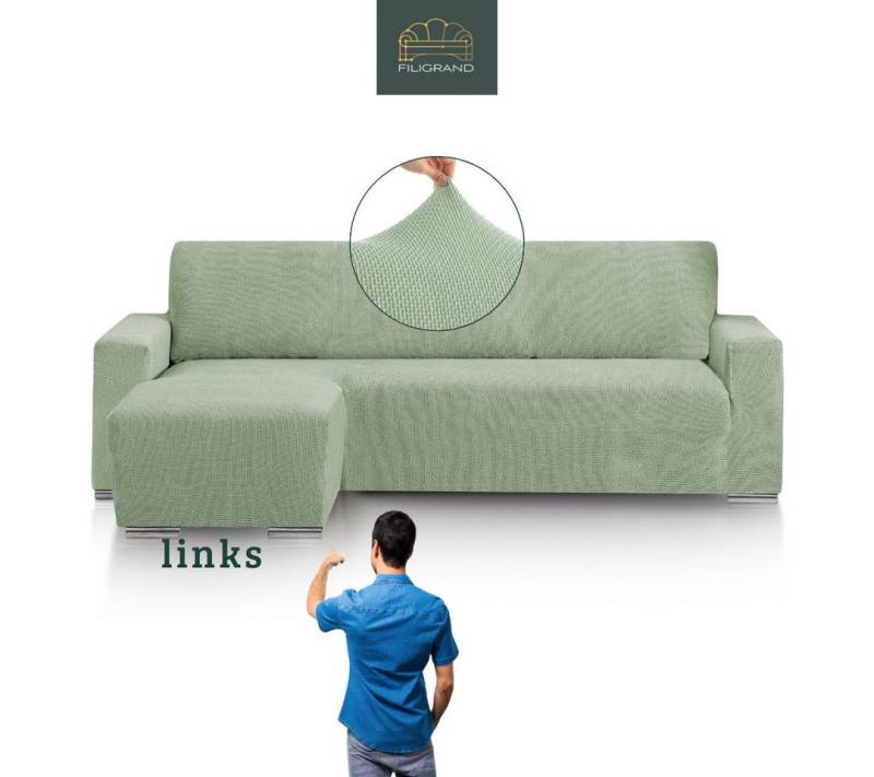 Belmarti Sofahusse 1-teiliger Sofabezug für L-Form mit Ottomane, hergestellt in Spanien, elastisches Material, hochwertiger und langlebiger Baumwollmix von Belmarti