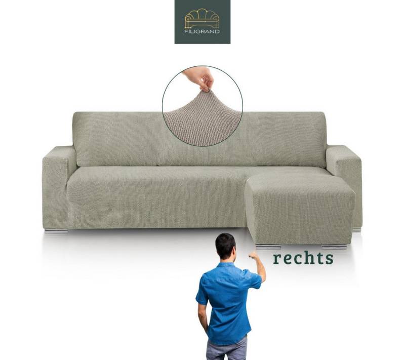 Belmarti Sofahusse 1-teiliger Sofabezug für L-Form mit Ottomane, hergestellt in Spanien, elastisches Material, hochwertiger und langlebiger Baumwollmix von Belmarti