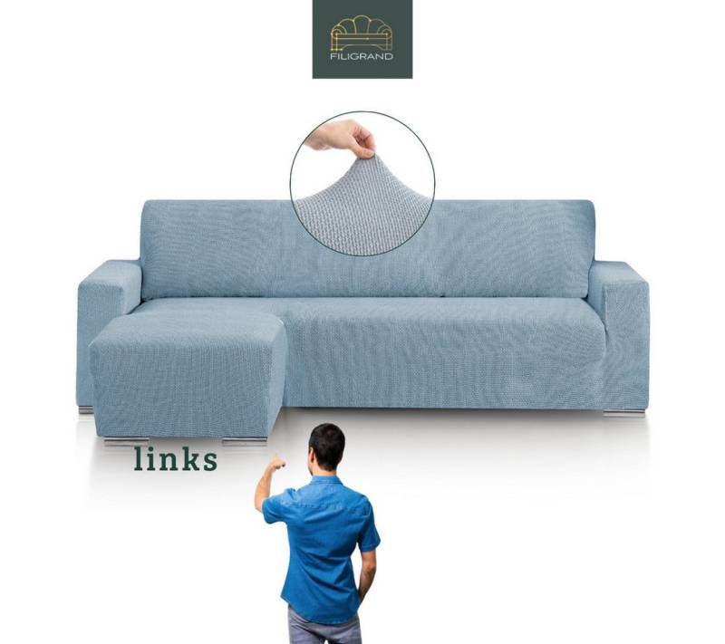 Belmarti Sofahusse 1-teiliger Sofabezug für L-Form mit Ottomane, hergestellt in Spanien, elastisches Material, hochwertiger und langlebiger Baumwollmix von Belmarti