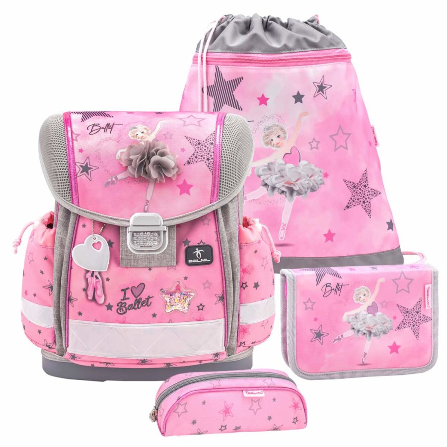 Belmil Schulranzen Set CLASSY 2023 für Mädchen mit Ballerina (Ballet Light Pink) von Belmil