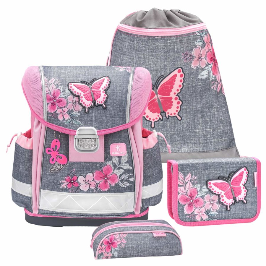 Belmil Schulranzen Set CLASSY 2023 für Mädchen mit Schmetterlingen (Elegant) von Belmil