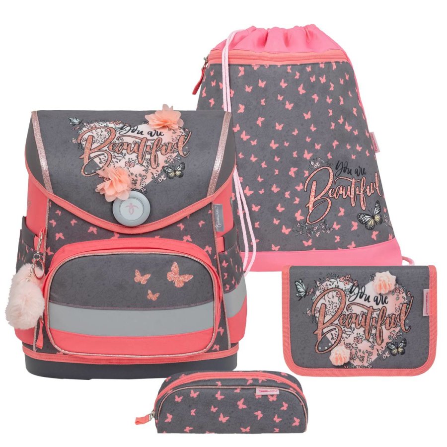 Belmil Schulranzen Set COMPACT 2024 Bloomy Blossom für Mädchen ab 1. Klasse von Belmil