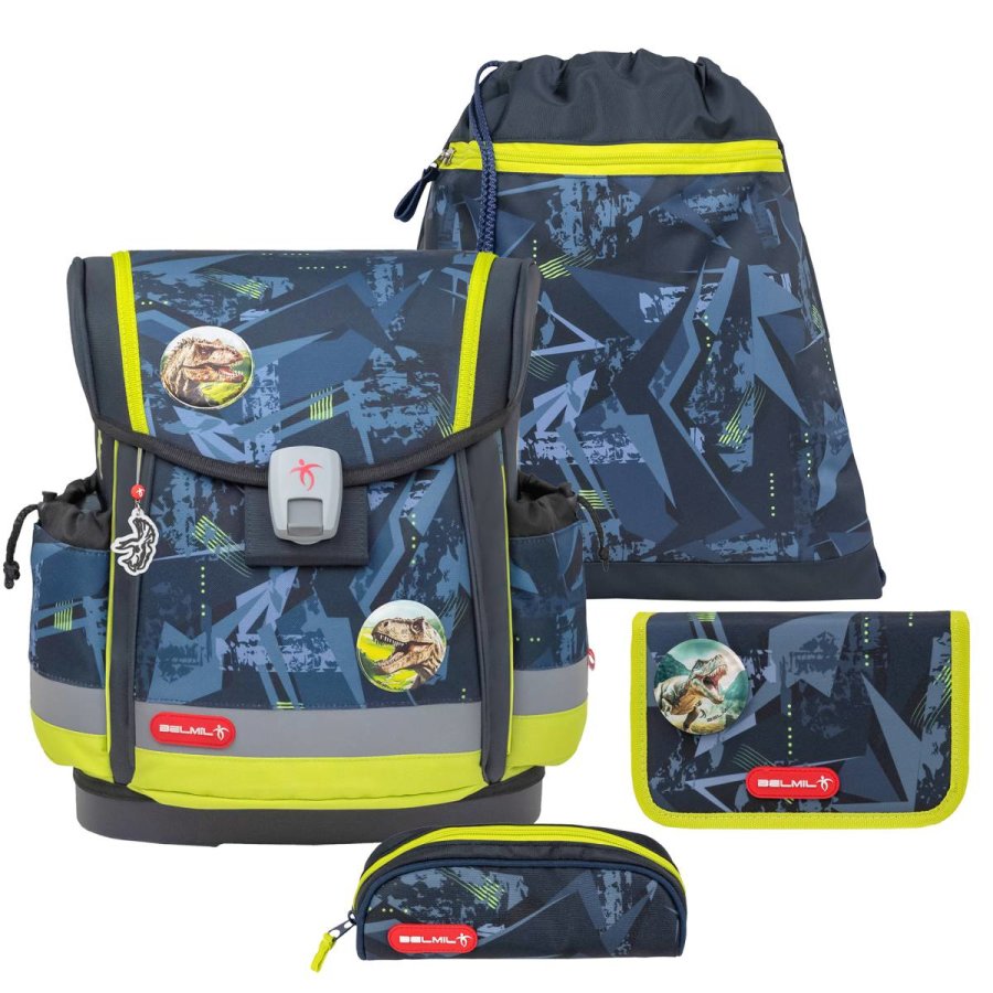 Schulranzen Set CLASSY PLUS 4tlg "T-Rex Lime" für Jungen BELMIL von Belmil