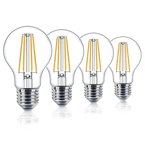 Belns Melns E27 LED Dimmbar Lampe, 7W (ersetzt 60W Glühbirne), E27 Edison-Sockel LED Dimmbare Leuchtmittel - 806LM 2700K Warmweiß - 4 Stück von Belns Melns