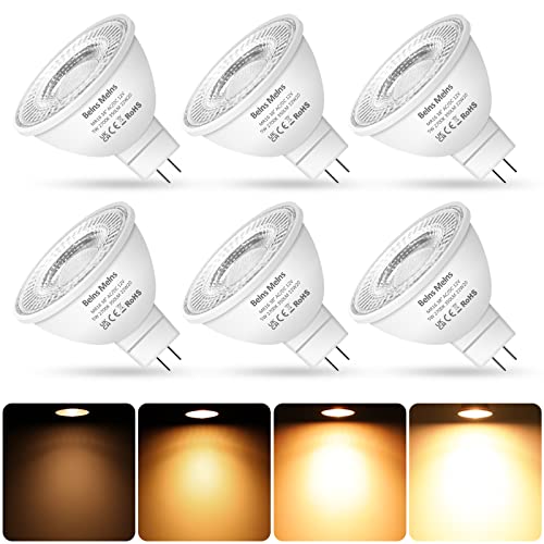 Belns Melns MR16 GU5.3 Dimmbar LED Spot, 5W (ersetzt 50W Halogen), 12V AC/DC LED Leuchtmittel Stiftsockel - 350LM 2700K Warmweiß 38° Abstrahlwinkel - 6 Stück von Belns Melns