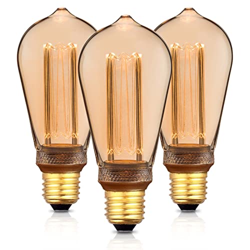 Edison Vintage Glühbirne E27 Dimmbar, E27 LED Vintage Design Birne, Retro Stil zur Stimmungsbeleuchtung, 230V 120LM 1800K extra warmweiß dimmbar, 3 Stück von Belns Melns