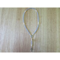 Licht Blau Und Perle Handgefertigte Glas-Perlen-Rosenkranz von BelovedDaughterOfGod