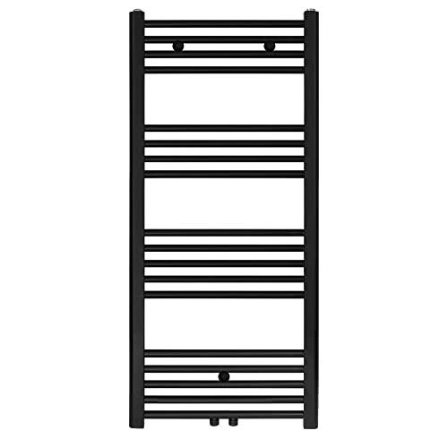 Badheizkörper - Mittelanschluss Schwarz Matt Gebürstet - 1200 x 500 (HxB)-537W von Belrad