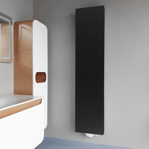 Belrad® Vertikal Design Heizkörper 1800 x 500 Matt Schwarz - Flachheizkörper mit Mittelanschluss Typ20 - Wandheizkörper mit 1266W - Designheizkörper kompakt, schmal & energieeffizient von Belrad