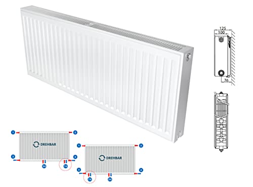 Belrad Typ 22 Universalheizkörper Ventilheizkörper Mittelanschluss mit 8 Anschlüssen 400 x 600 (HxB)-747W von Belrad