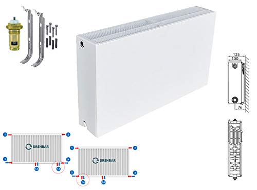 Planheizkörper Mittelanschluss Kompakt & Ventilheizkörper & Halter & Ventil NEU Typ 33 (Höhe x Breite) 500x1600 von Belrad