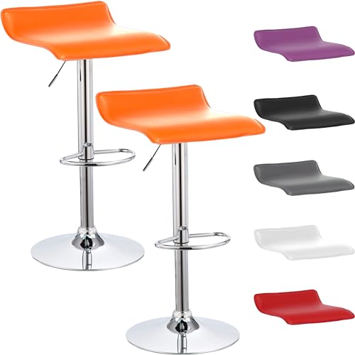 Beltom® 2er Set Barhocker Küchenhocker Barstuhl Tresenhocker Loungesessel Stuhl - Wave - X2-Orange von Beltom