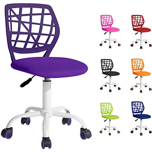 Beltom® Computer-Schreibtischstuhl mit Rückenlehne, Verstellbarer Schreibtischstuhl für Kinder Kleiner Arbeitsstuhl für zu Hause. 360° Drehbarer Armless Mesh Task-Bürostuhl höhenverstellbar - Violett von Beltom