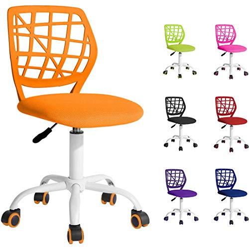 Beltom® Computer-Schreibtischstuhl mit Rückenlehne, Verstellbarer Schreibtischstuhl für Kinder Kleiner Arbeitsstuhl für zu Hause. 360° Drehbarer Armless Mesh Task-Bürostuhl höhenverstellbar - Orange von Beltom