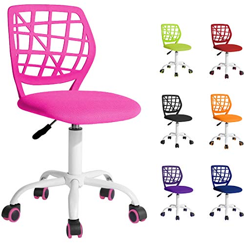Beltom Computer-Schreibtischstuhl mit Rückenlehne, Verstellbarer Schreibtischstuhl für Kinder Kleiner Arbeitsstuhl für zu Hause. 360° Drehbarer Armless Mesh Task-Bürostuhl höhenverstellbar - Pink von Beltom
