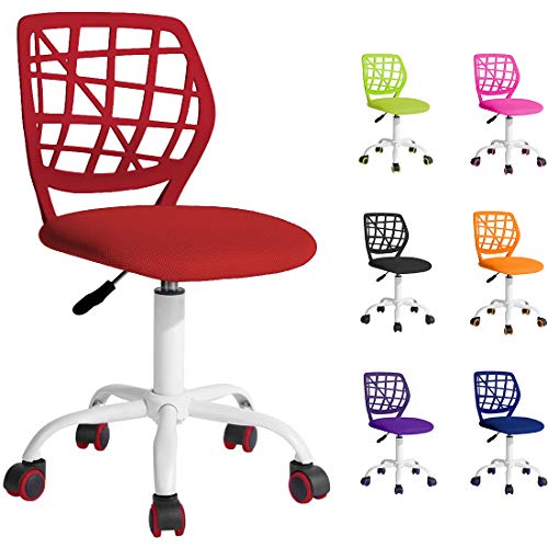 Beltom Computer-Schreibtischstuhl mit Rückenlehne, Verstellbarer Schreibtischstuhl für Kinder Kleiner Arbeitsstuhl für zu Hause. 360° Drehbarer Armless Mesh Task-Bürostuhl höhenverstellbar - Rot von Beltom