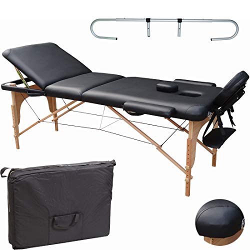 Beltom Mobile MASSAGETISCH MASSAGELIEGE MASSAGEBANK 3 ZONEN KLAPPBAR SCHWARZ + ROLLENHALTER von Beltom