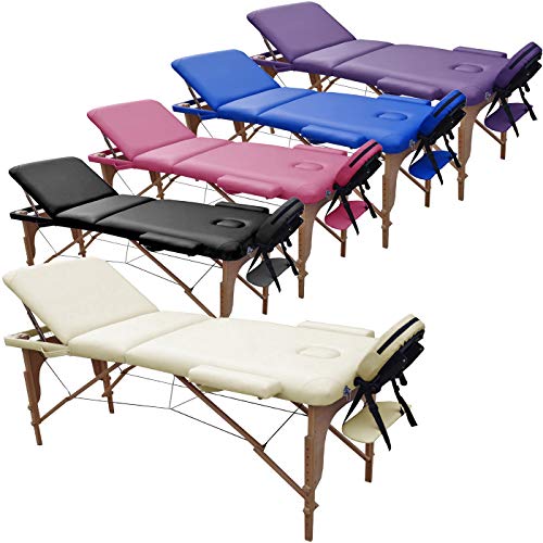 Beltom Mobile Massagetisch Massageliege 195 x 70 cm. Massagebank 3 zonen klappbar Kosmetikliege +TA. - Creme von Beltom