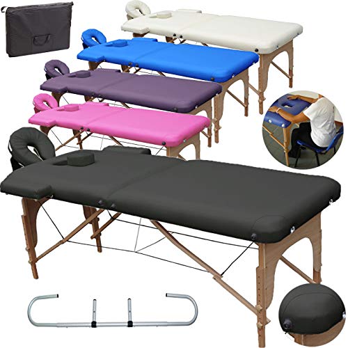 Beltom Mobile Massagetisch Massageliege Massagebank 2 zonen klappbar + Rollenhalter +TA. - Schwarz von Beltom