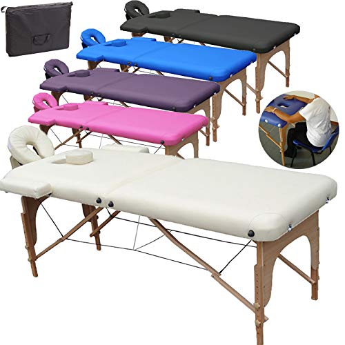 Beltom Mobile Massagetisch Massageliege Massagebank 2 zonen klappbar THERAPIELIEGE +TA. - Creme von Beltom