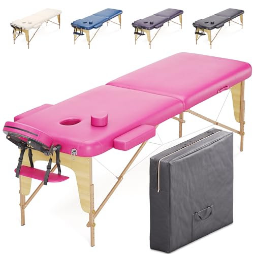 Beltom® Mobile Massagetisch Massageliege Massagebank 2 zonen klappbar THERAPIELIEGE +TA. - Pink von Beltom