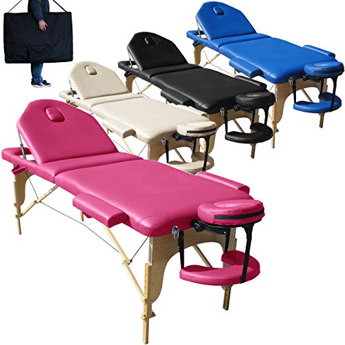 Beltom Mobile Massagetisch Massageliege Massagebank 3 zonen klappbar Kosmetikliege Neu - Pink von Beltom