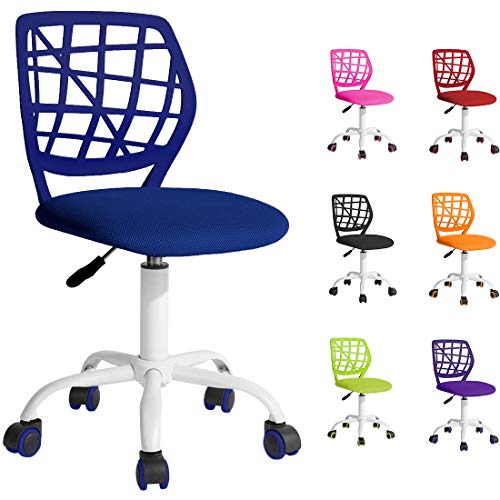 Beltom® Computer-Schreibtischstuhl mit Rückenlehne, Verstellbarer Schreibtischstuhl für Kinder Kleiner Arbeitsstuhl für zu Hause. 360° Drehbarer Armless Mesh Task-Bürostuhl höhenverstellbar - Blau von Beltom