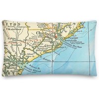 Charleston Sc/South Carolina Küste Lumbar Karte Kissen Home Decor Vintage Geschenke von BelugaHomeStudio