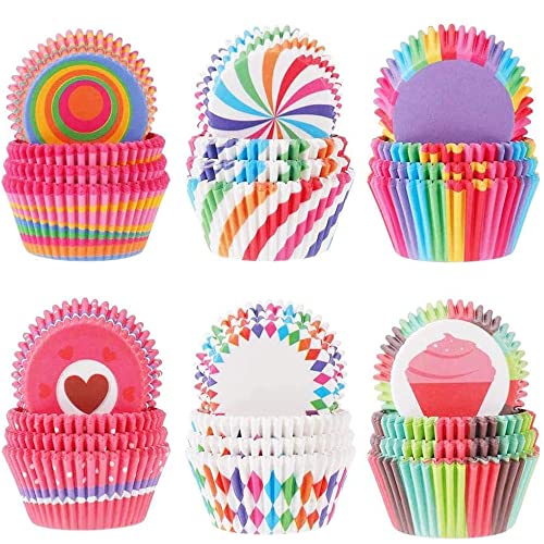 600 Stück Muffinförmchen Papier Muffin Backformen Cupcake Wrapper Regenbogen Papier Fällen Liners Wrapper für Dessert Hochzeit Geburtstag Party von Belugsin