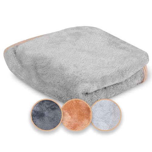 Belune Hundedecke Deluxe - flauschig, waschbar (Hellgrau, M (105x63cm)) von Belune