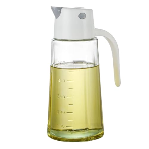 Belvanr 650 ml Olivenöl Flasche Automatisches Öffnen Automatisches Öffnen und Schließen Glasölflasche Olivenöl Flasche Behälter Flasche Olivenölspender mit Rutschfester Griff, Weiß von Belvanr