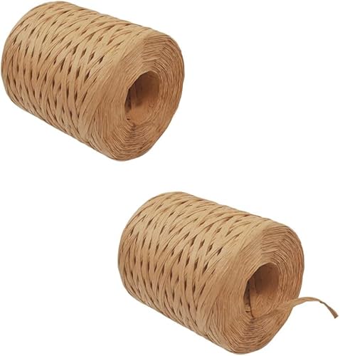 Belvanr Bindebast 2 Rollen Raffia Papierschnur Bast Papier Bänder Bast Papierband Bast Raffia Papierband Kunst Bastband für Geschenkverpackung Handwerk Weberei und Gärtnern(400M) von Belvanr