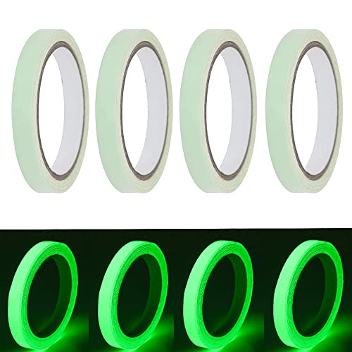 Belvanr Fluoreszierendes Klebeband 4 Stück Leuchtendes Klebeband,Fluoreszierendes Klebeband Markierungsband,Selbstklebendes Fluoreszierendes Klebeband Leuchtendes Band Luminous Tape,10M x 10mm von Belvanr