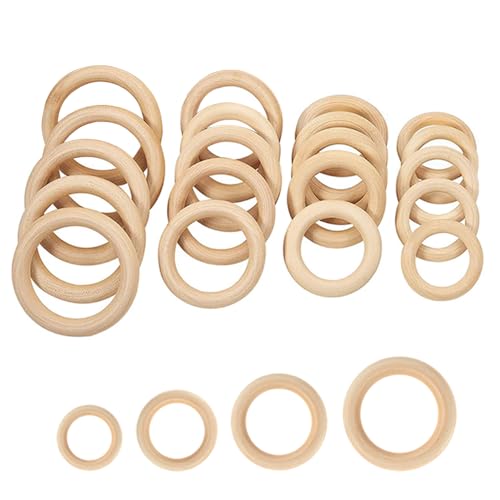 Belvanr Holzringe zum Basteln 20 Stück Holz Ringe Makramee Ringe Holzringe Set Runde Ringe Dekoration Ringe Basteln DIY Handwerk Ring Holz Kreis Hängende Dekoration Ringe Holzringe Glatt von Belvanr